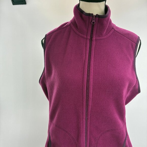 Old Navy Women's Fleece Vest Medium Purple Full Zip Pockets - Picture 2 of 6